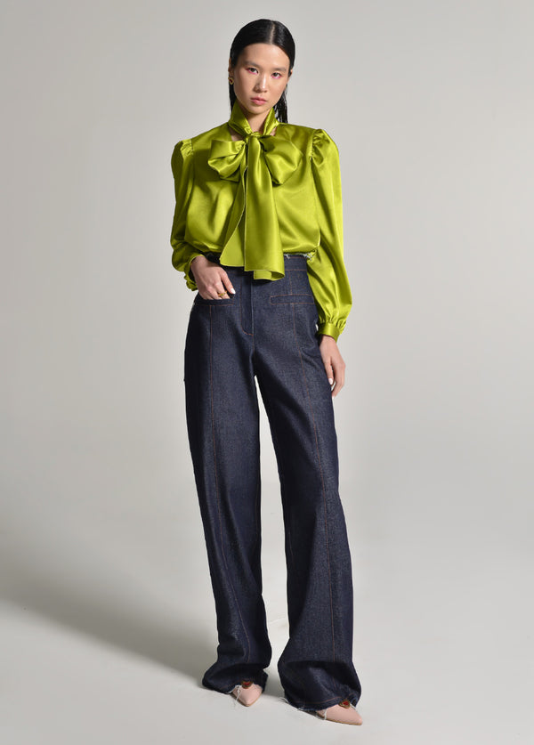 liya DENIM FRINGE POCKET PANTS