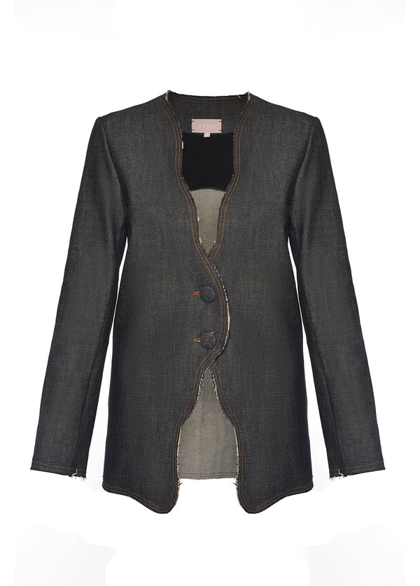 liya DENIM JACKET WITH WAVES
