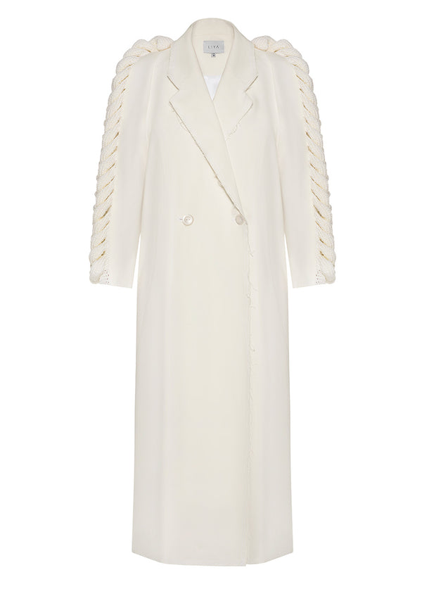 Liya DENIM KNITTED SLEEVES TRENCH