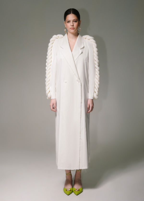 liya DENIM KNITTED SLEEVES TRENCH