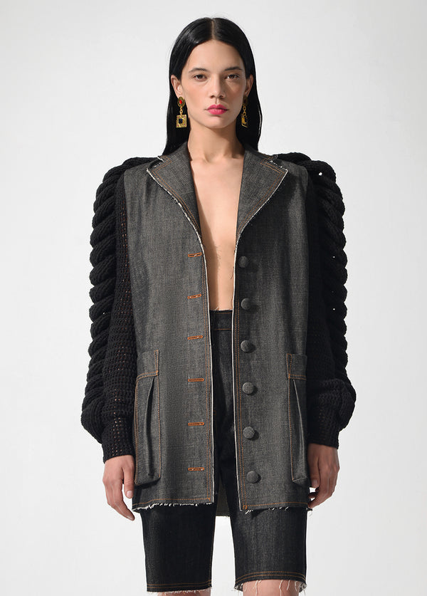 liya DENIM STATEMENT BLAZER