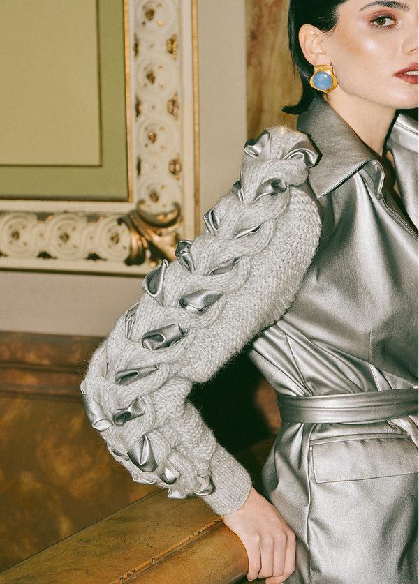 Liya DISCO TRENCH WITH KNITTED SLEEVES