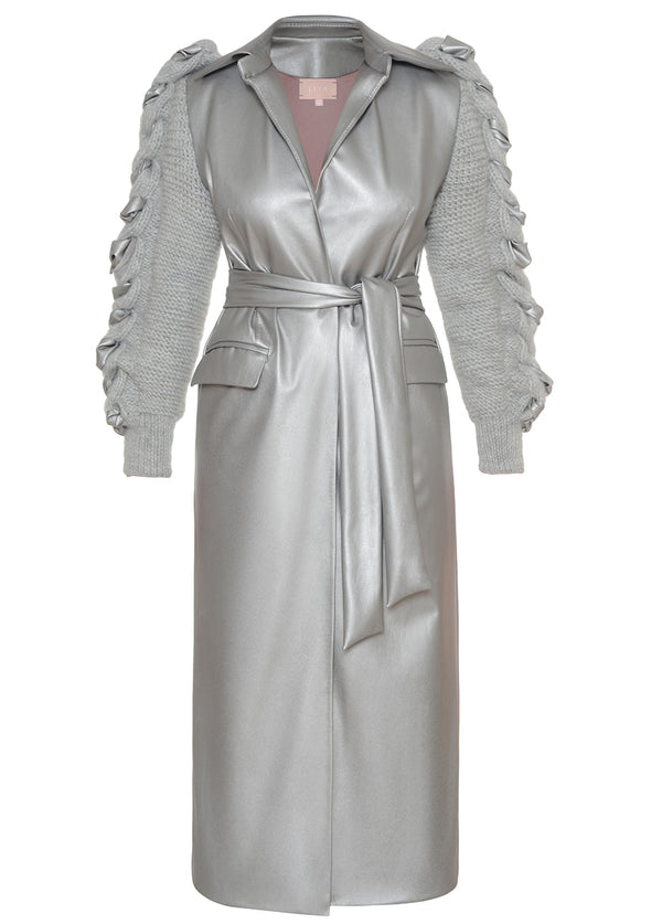 liya DISCO TRENCH WITH KNITTED SLEEVES