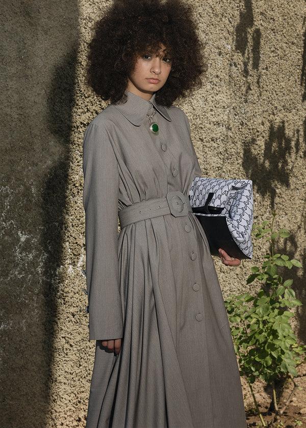 Liya GRAY TRENCH WITH BELT