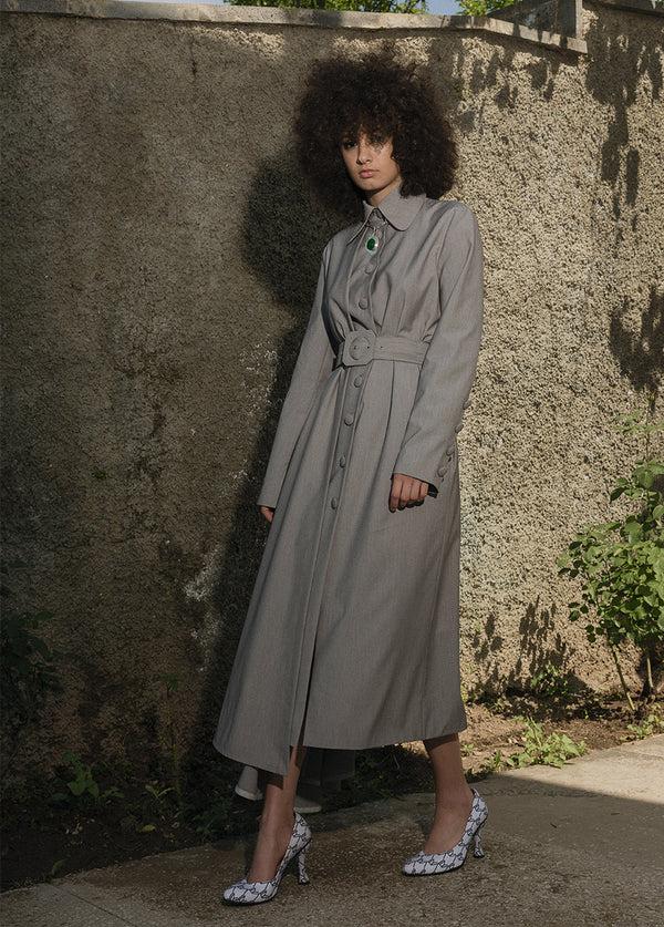 Liya GRAY TRENCH WITH BELT