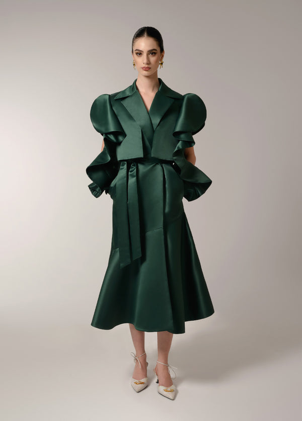 liya GREEN TRENCH-DRESS