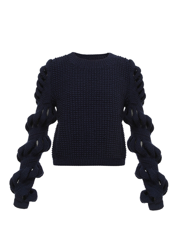 liya HAND KNITTED BLUE SWEATER