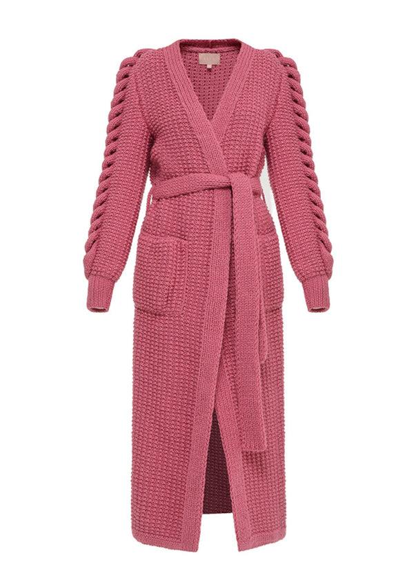 liya HAND KNITTED PINK COAT