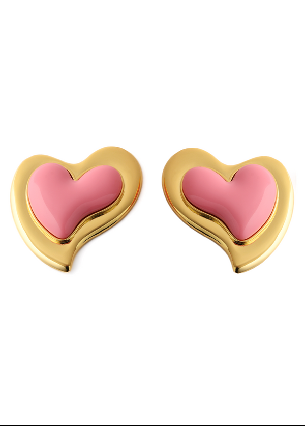liya HEARTFELT PINK EARRINGS