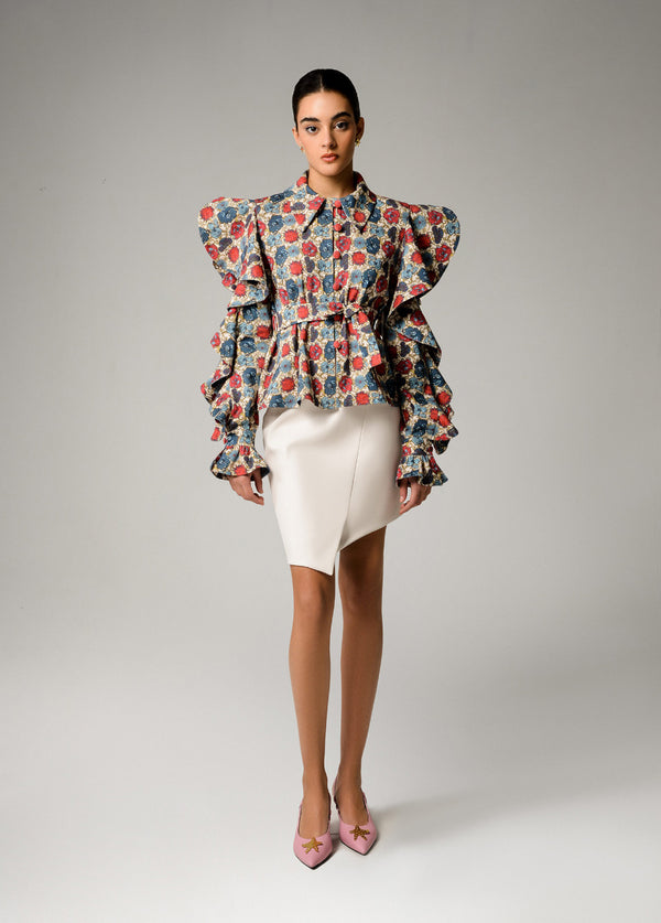 liya IRIS RUFFLE SLEEVES SHIRT