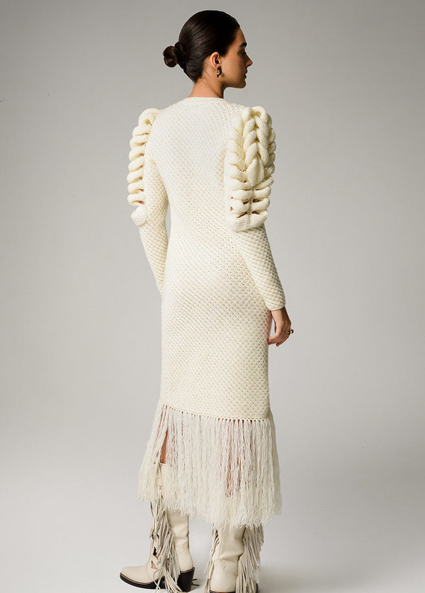 Liya IVORY FRINGE DRESS