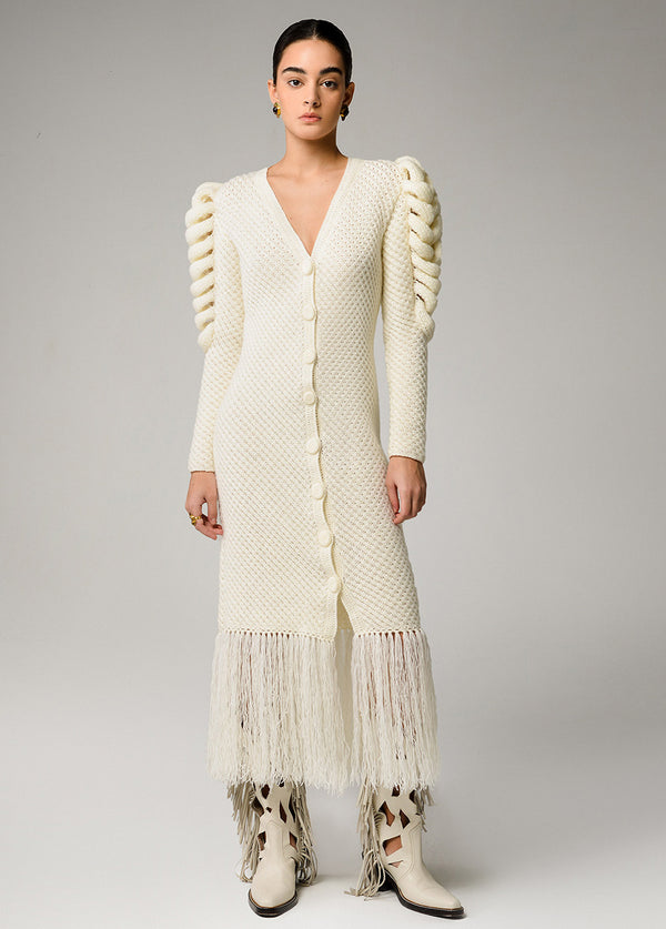 liya IVORY FRINGE DRESS