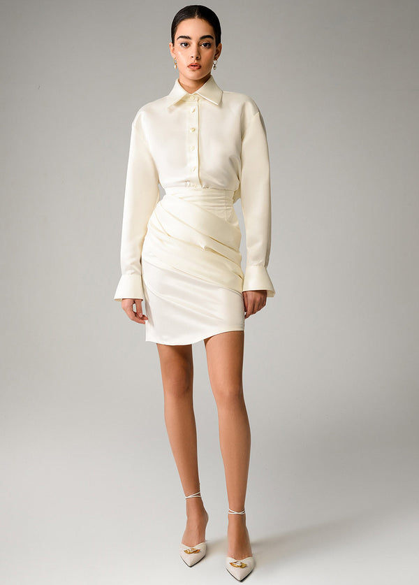 Liya IVORY RUCHED SKIRT