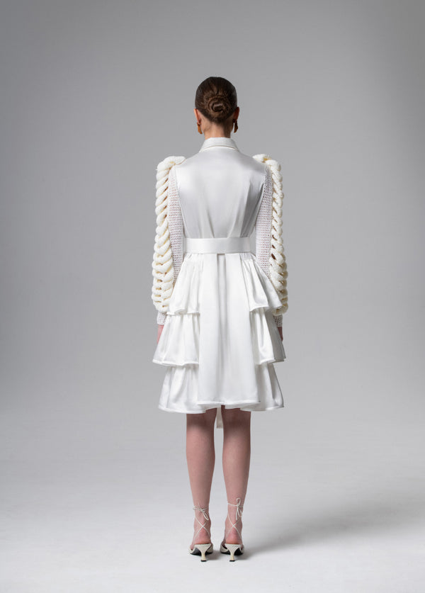 Liya IVORY STATEMENT SLEEVE DRESS