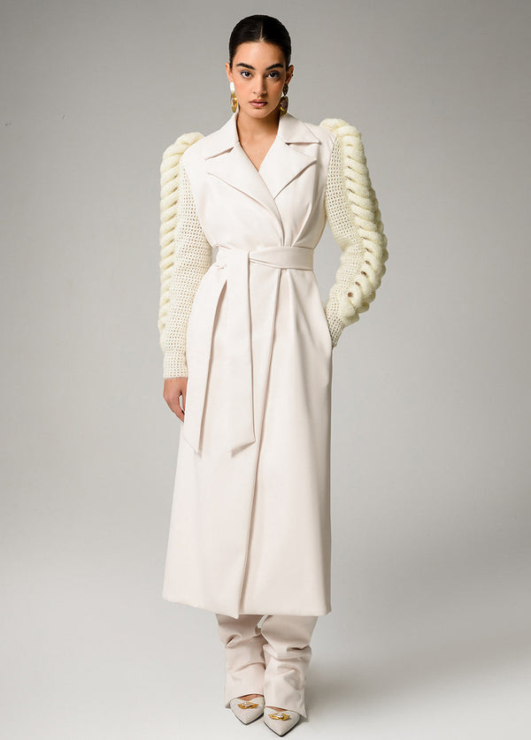 liya IVORY STATEMENT SLEEVES TRENCH