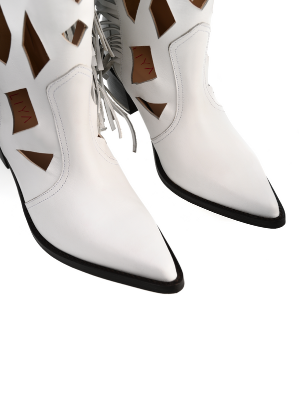 Liya JOLENE WHITE COWBOY BOOTS