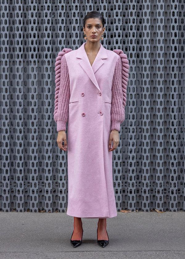 Liya KNITTED SLEEVES WOOL COAT