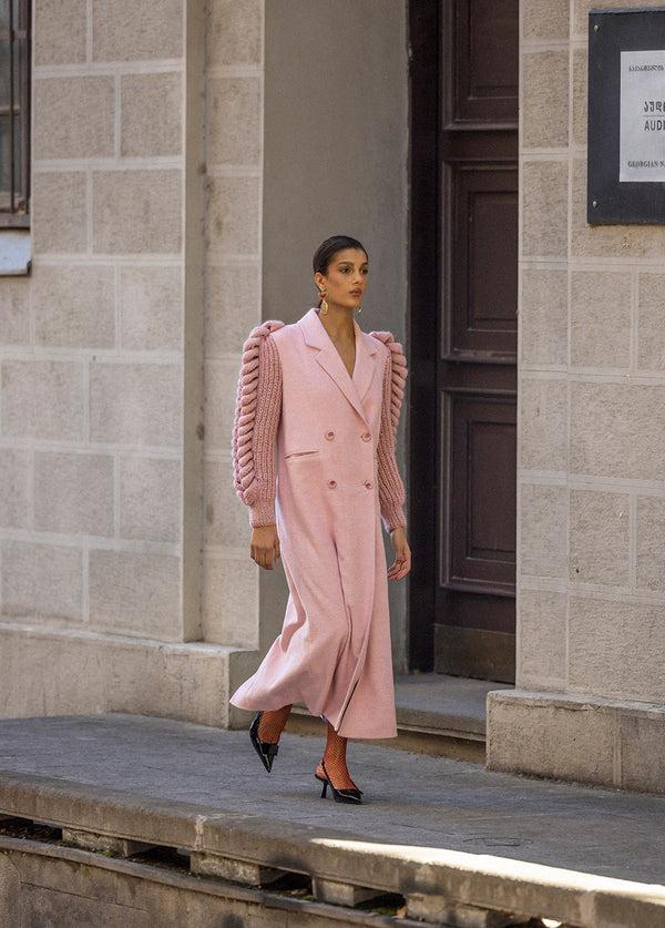 Liya KNITTED SLEEVES WOOL COAT