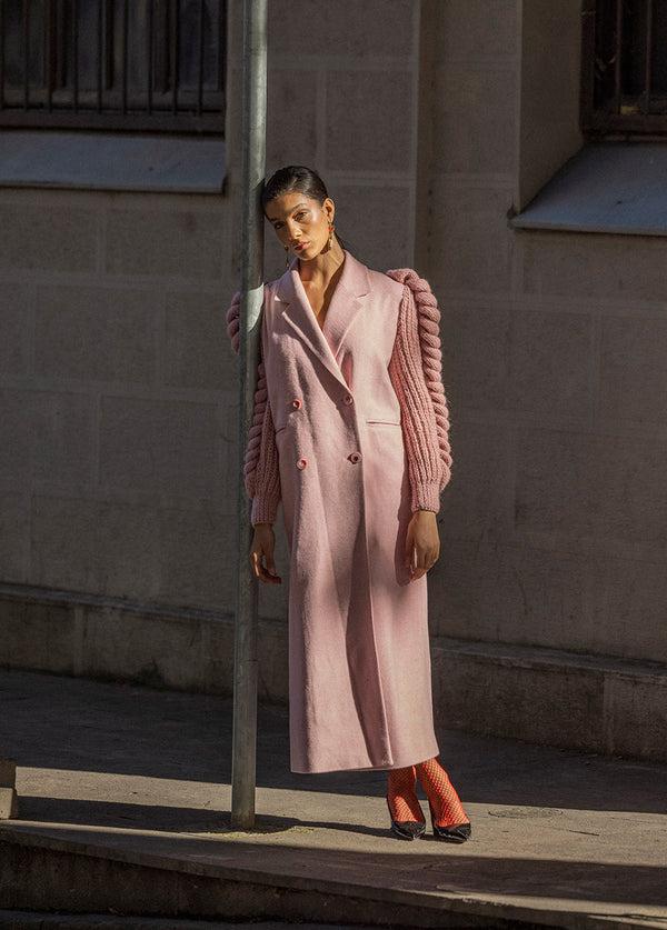 liya KNITTED SLEEVES WOOL COAT