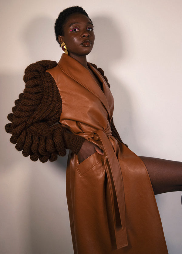 Liya LIYA KNITTED SLEEVES COAT