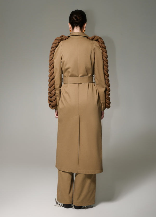 Liya PECAN KNITTED SLEEVES TRENCH