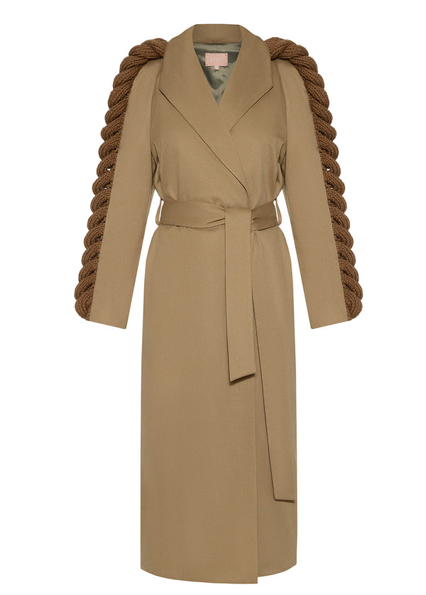 Liya PECAN KNITTED SLEEVES TRENCH