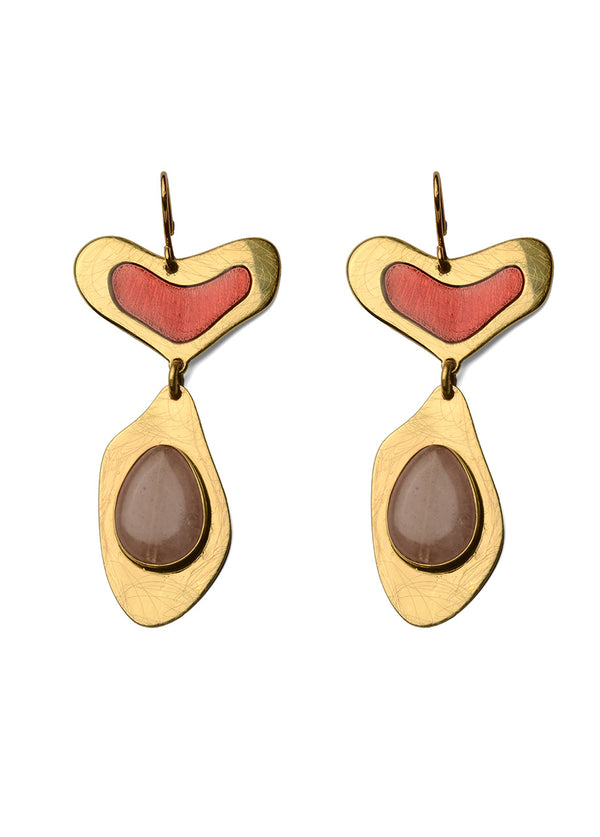 Liya PINK HEART DROP EARRINGS