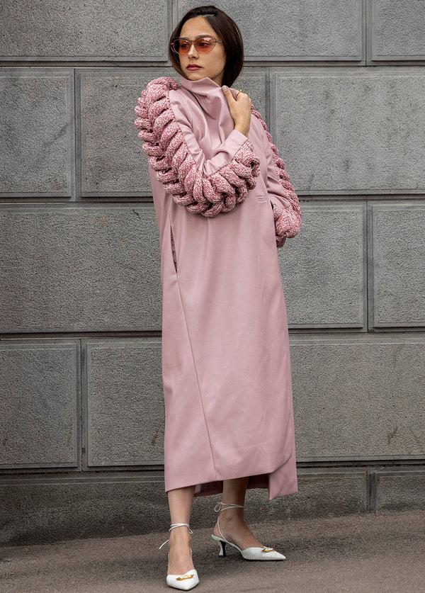 Liya PINK KNITTED SLEEVES TRENCH