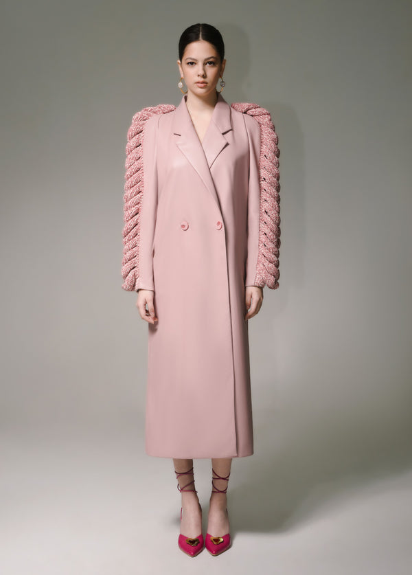 liya PINK KNITTED SLEEVES TRENCH