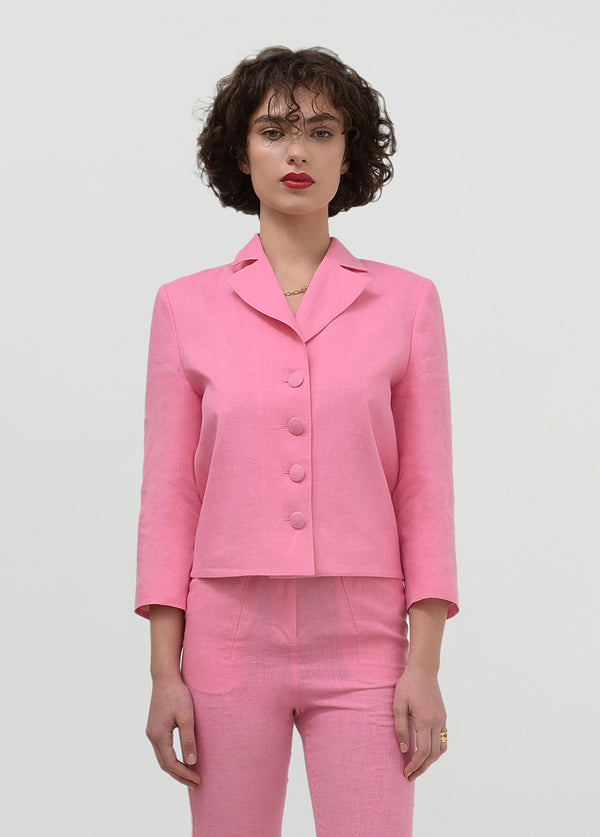 liya PINK LINEN BLAZER