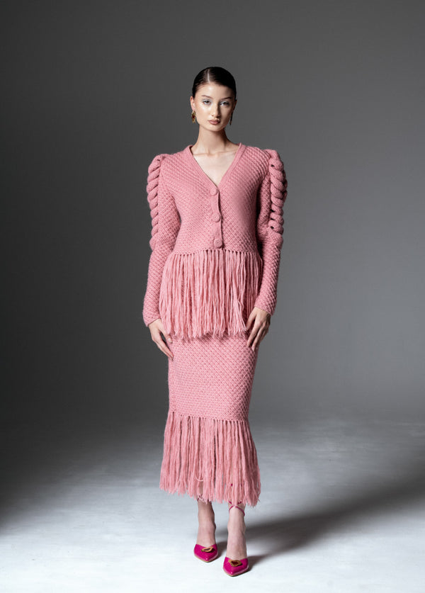 Liya PINK SKIRT WITH FRINGES