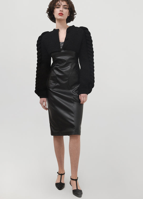 Liya POWER LEATHER SILHOUETTE DRESS