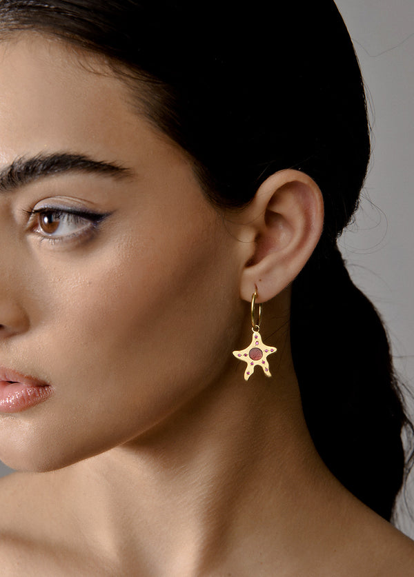 liya RUBY STAR DROP EARRINGS