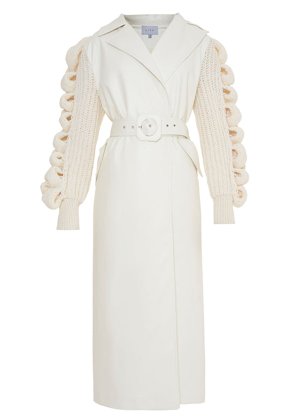 Liya TRENCH COAT WITH KNITTED SLEEVES