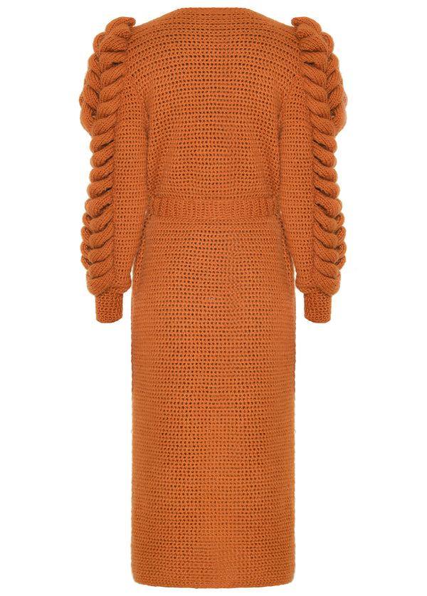 Liya TRIPLE SLEEVES ORANGE KNITTED COAT