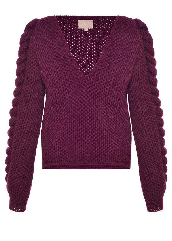 liya V-NECK KNITTED WOOL SWEATER