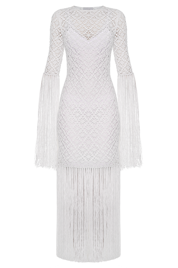 Liya WHITE FRINGE DRESS