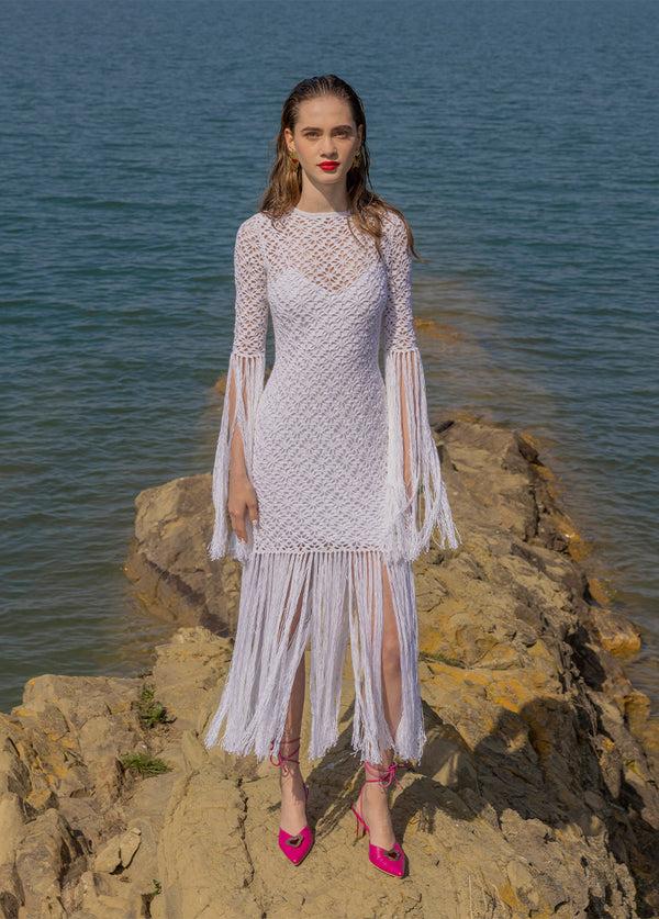 Liya WHITE FRINGE DRESS