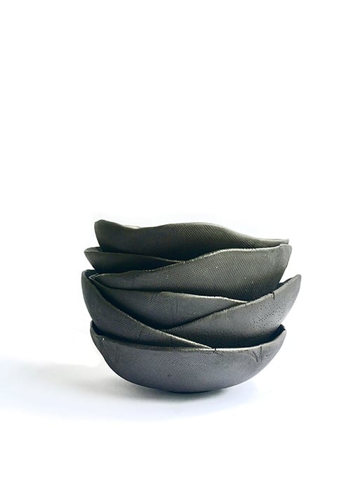 liza witte black stoneware soup and tea bowls