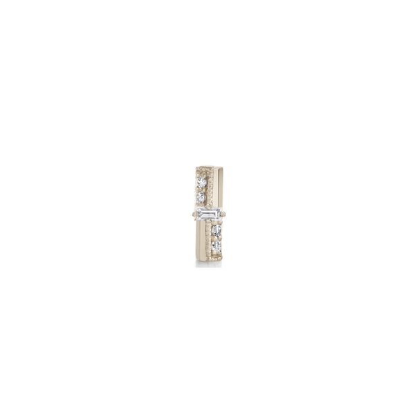 Lizzie Mandler Alternating White Diamond Pavé Baguette Knife Edge Bar Stud
