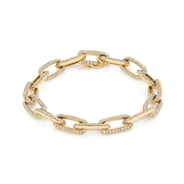 Lizzie Mandler Chubby XL Knife Edge Link Bracelet with One-Sided Pave