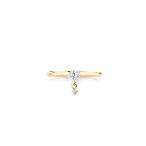 Lizzie Mandler Double Drop Prong Set Petite Oval and Round Diamond Ring
