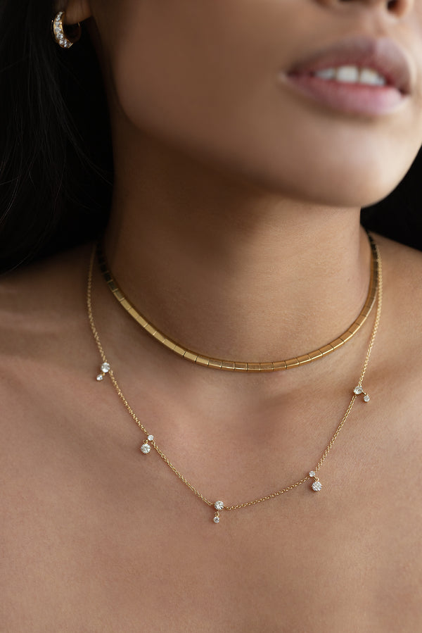 Lizzie Mandler Eclat Alternating Diamond Drop Station Necklace