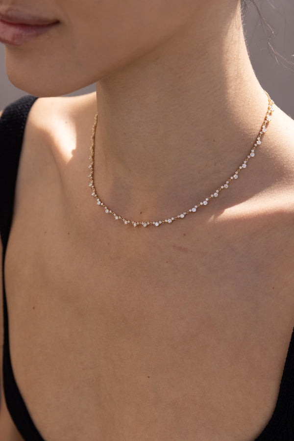 Lizzie Mandler Eclat V Link Diamond Tennis Necklace