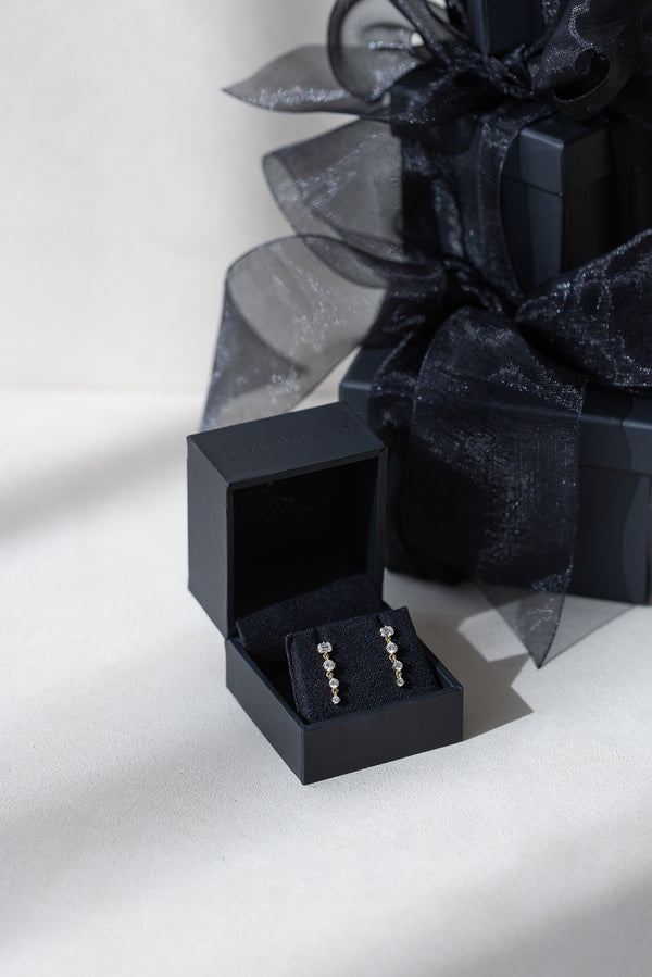 Lizzie Mandler Emerald And Round Cut Diamond Long Drop Earrings