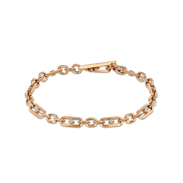 Lizzie Mandler Figaro Chain Bracelet With Two-Sided Diamonds