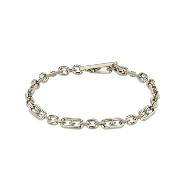 Lizzie Mandler Figaro Chain Bracelet With Two-Sided Diamonds