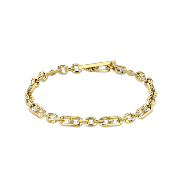 Lizzie Mandler Figaro Chain Bracelet With Two-Sided Diamonds