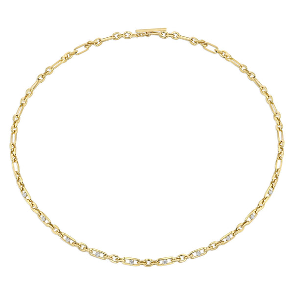Lizzie Mandler Figaro Chain Necklace With Two-Sided Diamonds