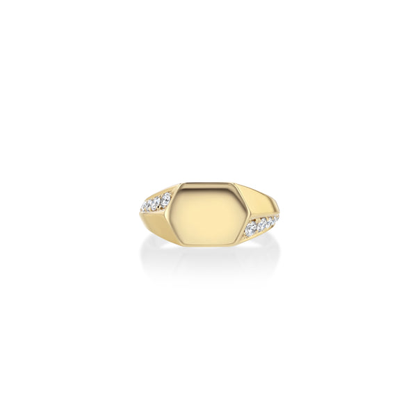 Lizzie Mandler Flip Pave Hex Knife Edge Signet Ring